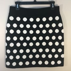 Ann Taylor Loft Black and White Polkadot Skirt